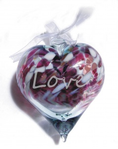 The perfect Mother's Day gift Engraved Blown Glass Hanging Heart